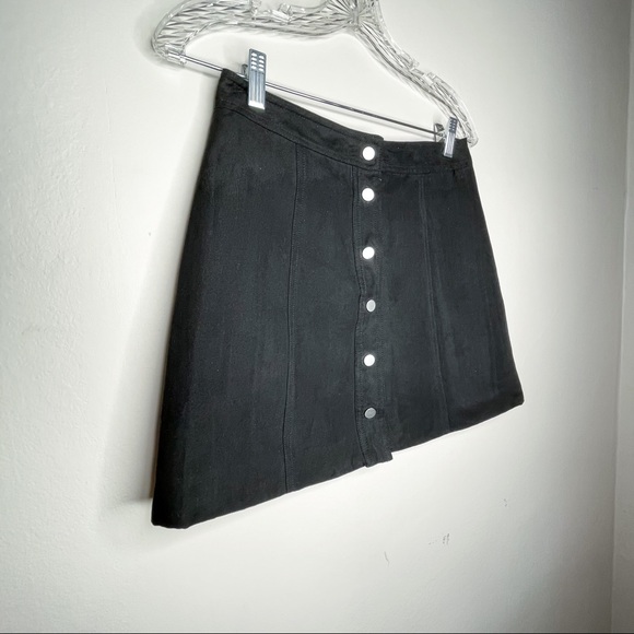 Divided F21 faux suede black button up mini skirt - Picture 2 of 10